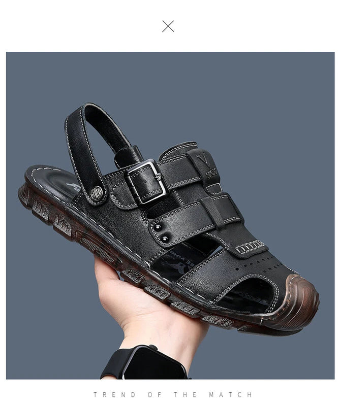 Men's Closed Toe Hollow Out Buckle Slingback Slippers Sandals Summer Beach Shoes