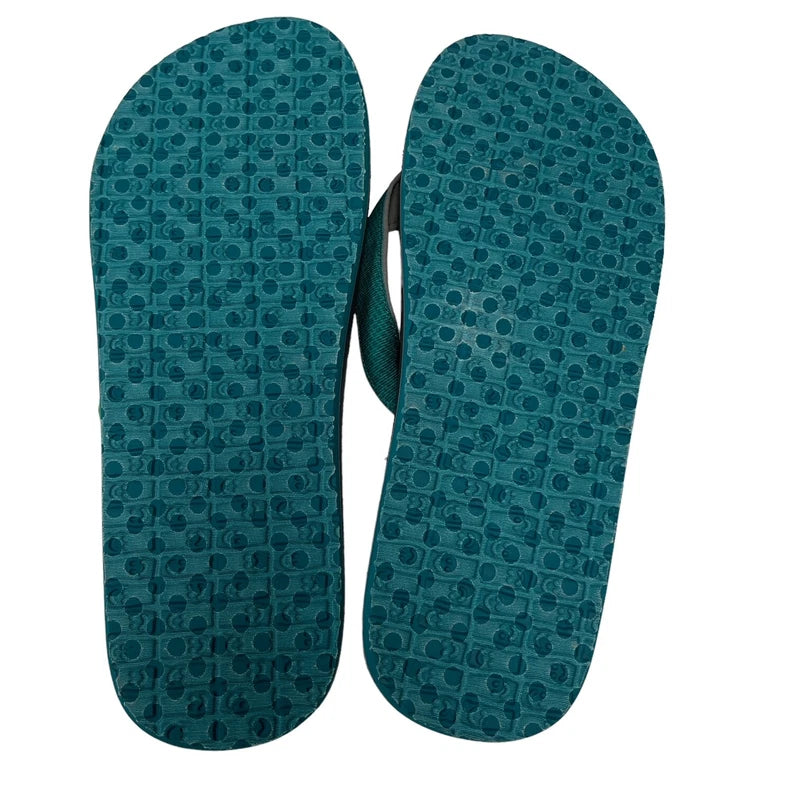 Sanuk Flip Flops Mens 14 Teal Gray Comfort Sandals Off The Grid Yoga Mat Slipper