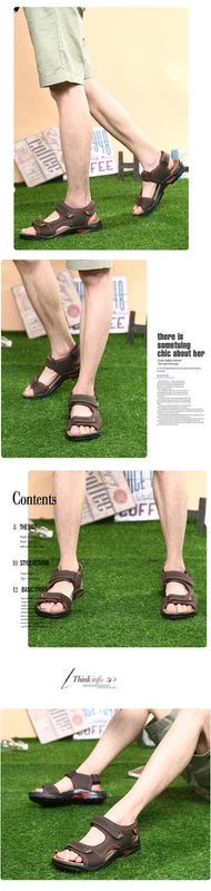 Casual Men's Leather Soft Sandals Comfortable Shoes Summer Beach Slippers Size13