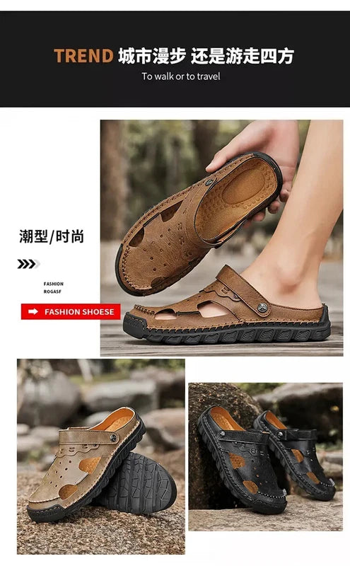 38-48 Plus Size Mens Closed Toe Hollow Out Slingback Sandals Beach Slipper Shoes