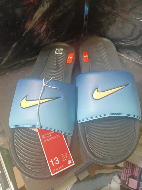 Nike Victori One Slides Sandals Slipper Hyper Blue Chamois Mens Sz 13 HF4073-400
