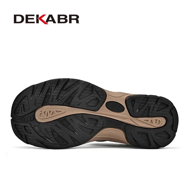 Fashion Casual Men Shoes Genuine Leather Mesh Beach Sandals Breathable Slippers