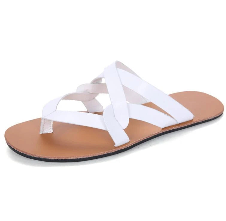 Mens Summer Clip Toe Strappy Sandals Flip Flops Flat Roman Shoes Beach Slippers