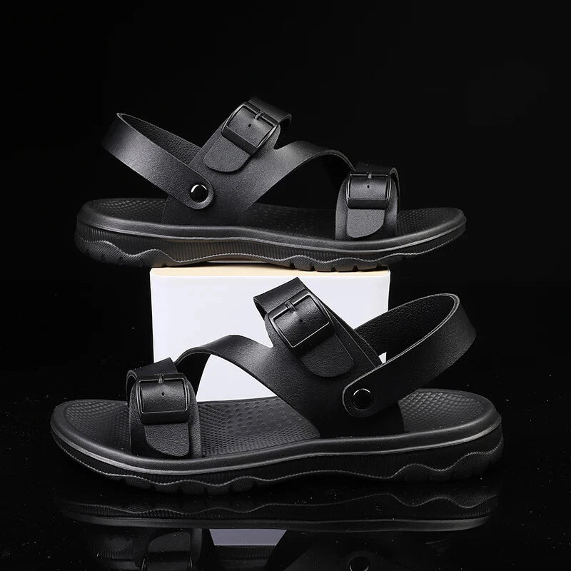Male Leather Sandals Summer Breathable Slippers Casual Outdoor Flat Beach Shoes