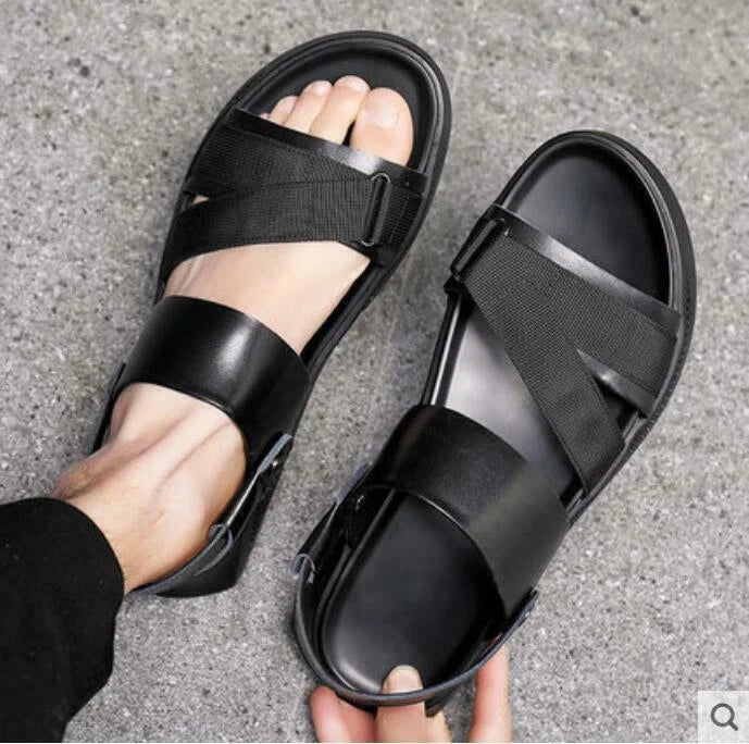 Roman Mens Leather Beach Sandals Shoes Slingbacks Slippers Slip on Open Toe New