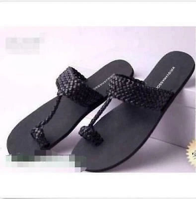 Men's Fashion Summer Chic Weaving Thong Slippers Beach Flip Flops Casual