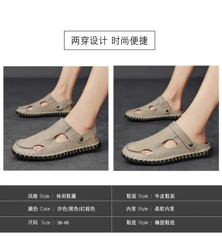 38-48 Mens Closed Round Toe Slingback Sandals Slippers Beach Holiday 2 Ways Wear