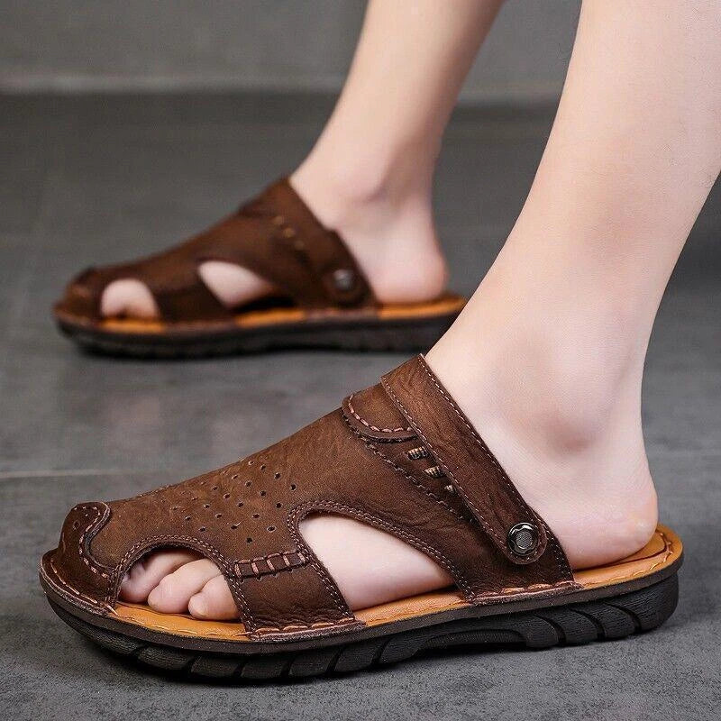 Fashion Men's Closed Toe Non-slip Sandals Outdoor Beach Casual Slippers Summer