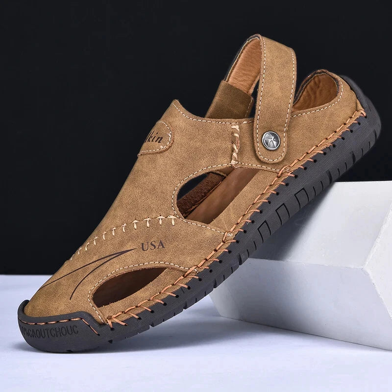 Men Casual Shoes Hollow Breathable Sandals Slip On Flats Slippers Beach Shoes