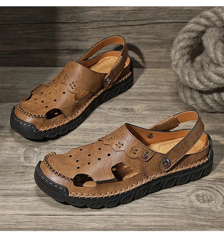 38-48 Plus Size Mens Closed Toe Hollow Out Slingback Sandals Beach Slipper Shoes