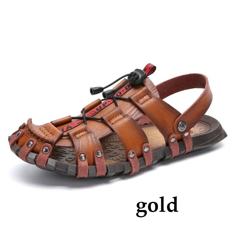 Genuine Leather Summer Sandals Men's Beach Wading Shoes Outdoor Casual Sandals