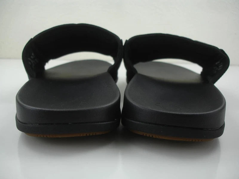 Men's sz 13 M OluKai Maha 'Olu Slides Sandals Black Slip-On Slipper Gym Shower