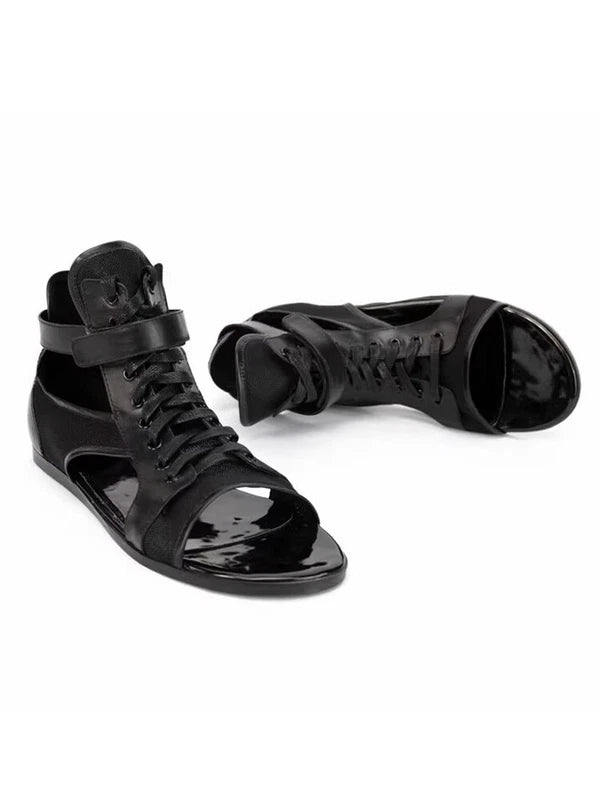 Menscatwalk Fashion Lace-up Comfortable  Beach Sandals British Roman Shoes Sz