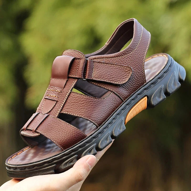 Summer men's Soft Leather Sandals Lightweight Outdoor Comfort Beach Casual Shoes