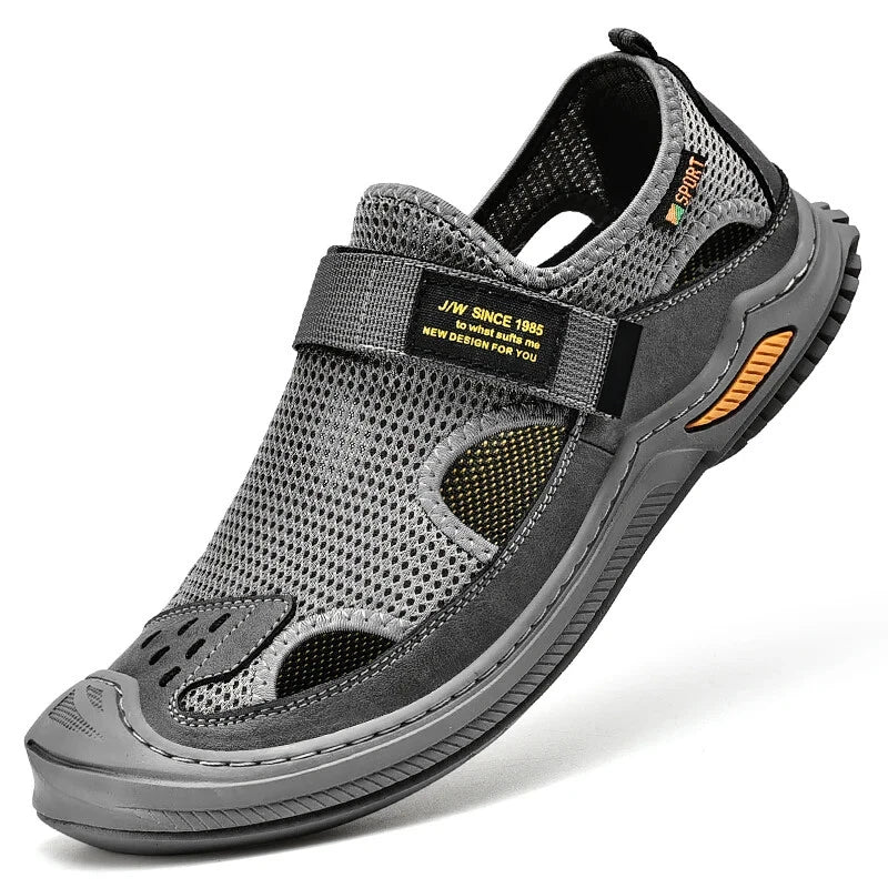 Men Sandals Summer Breathable Mesh Slip On Flats Outdoor Beach Casual Shoes