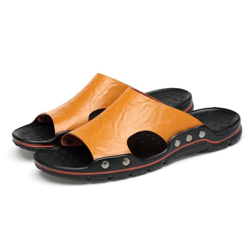 Men Slippers Slip on Flats Slides Beach Sandals Casual Shoes Big Size 38-48