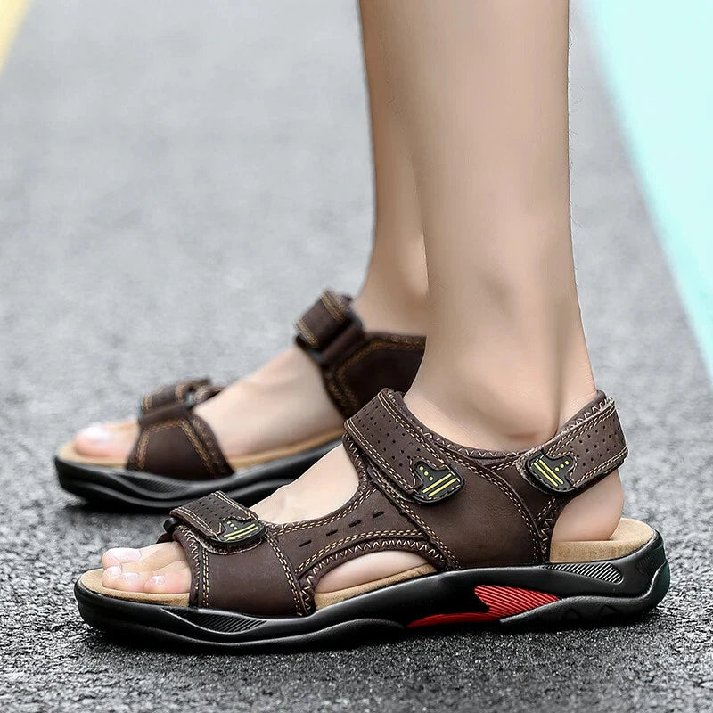 Casual Men's Leather Soft Sandals Comfortable Shoes Summer Beach Slippers Size13