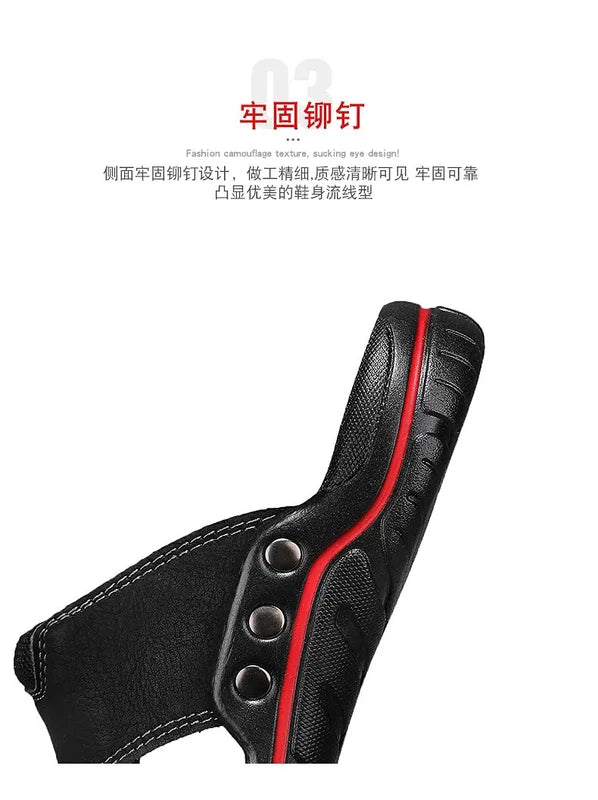 Mens Slippers Sandals Open Toe Fashion PU Leather Beach Holiday Summer Flats New