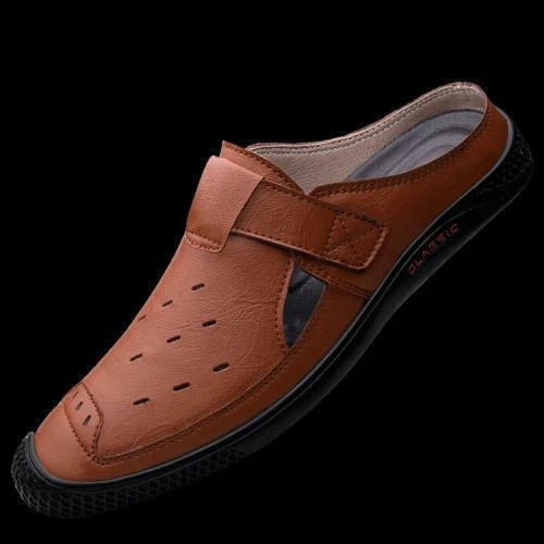 Men's Faux Leather Sandals Slip On Slippers Hollow Out Slingbacks Casual Outdoor