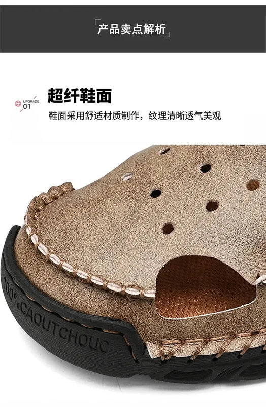 38-48 Plus Size Mens Closed Toe Hollow Out Slingback Sandals Beach Slipper Shoes