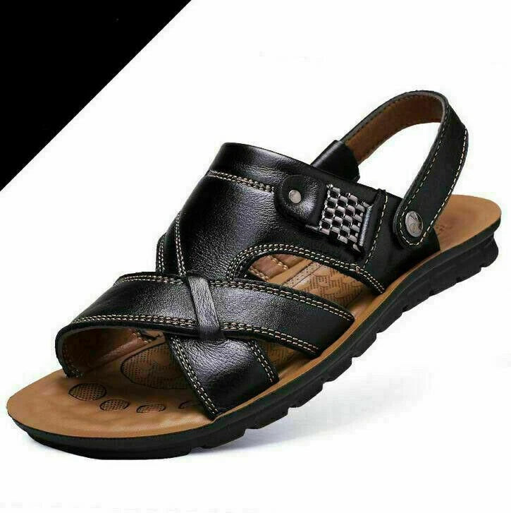 Men's Faux Leather  Sandals Peep Toe Slippers Casual Shoes Plus Sz