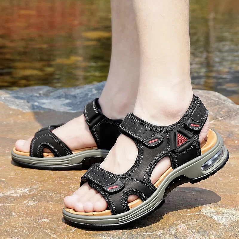 Summer Comfortable Men's Sandals Leather Breathable Slippers Outdoor Beach Shoes