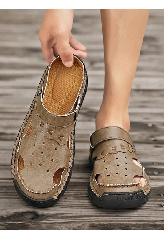 38-48 Plus Size Mens Closed Toe Hollow Out Slingback Sandals Beach Slipper Shoes