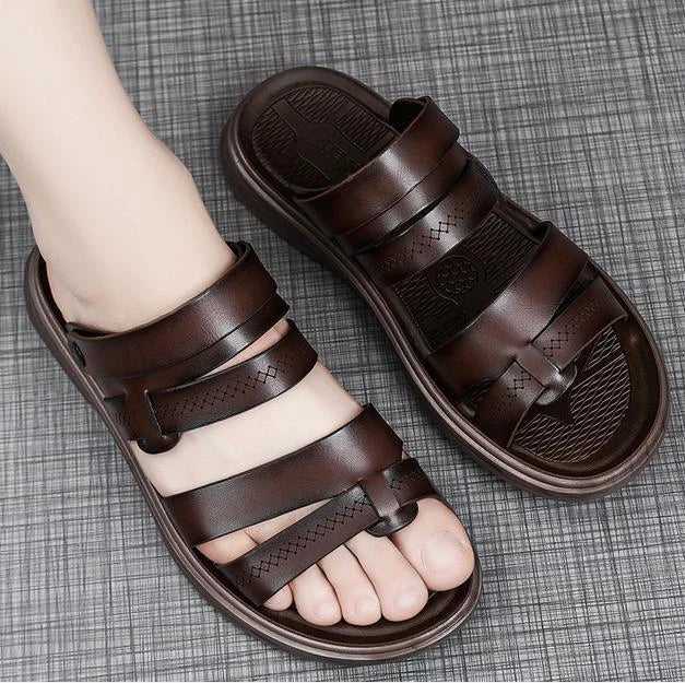 Men's Summer Beach Sandals Shoes Outdoor Casual Flats Peep Toe Slippers Fashion