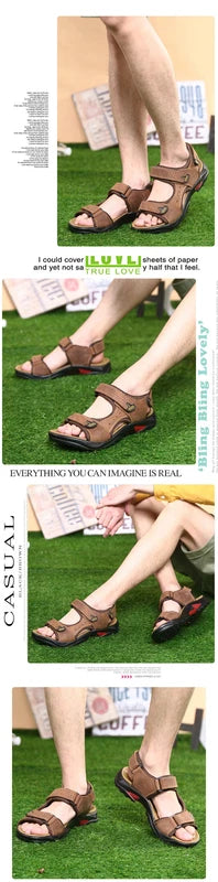 Casual Men's Leather Soft Sandals Comfortable Shoes Summer Beach Slippers Size13