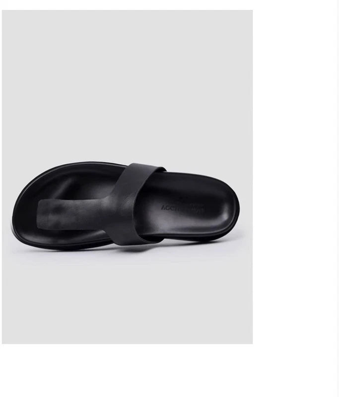 Men Leather Beach Summer Sandals Flip Flops British Beach Shoes Holiday Slippers