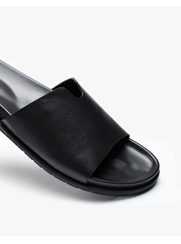 Mens Open Toe Real Leather Sandals Slipper Outdoor Beach Holiday Shoes Summer Sz