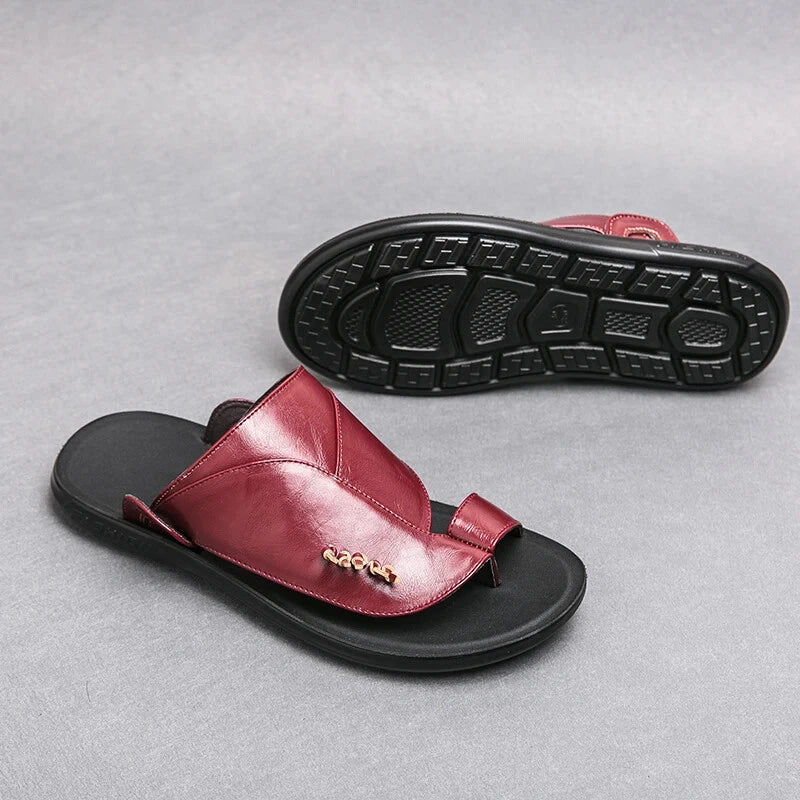 Summer Business Men's Leather Sandals Slippers Formal Outdoor Beach Shoes