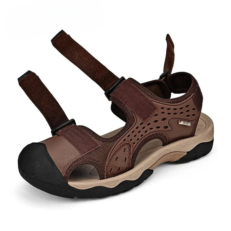 Fashion Casual Men Shoes Genuine Leather Soft Beach Sandals Breathable Slippers