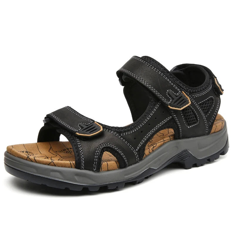 Summer Men's Shoes Soft Breathable Sandals Leather Outdoor Beach Comfy Slippers