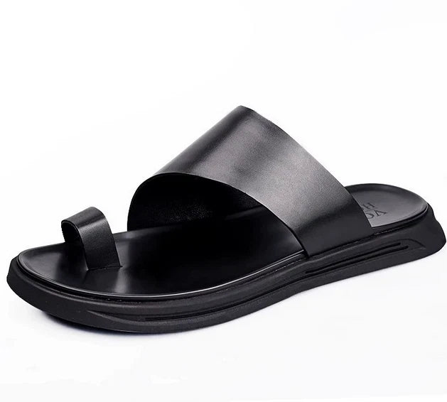 Men's Shoes Slippers Leather Casual Flip Flops Platform Sandals Beach Shoes
