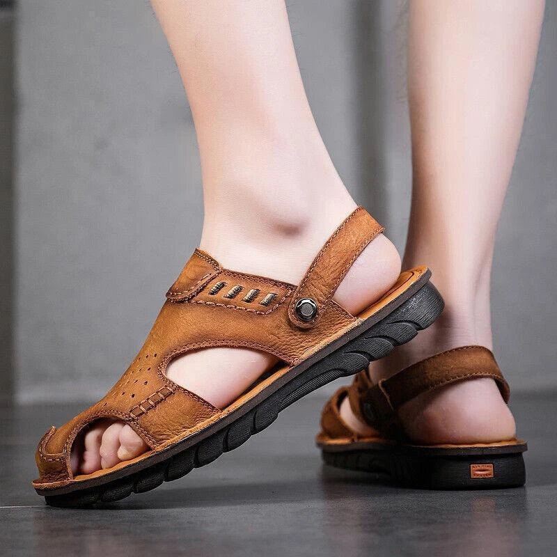 Fashion Men's Closed Toe Non-slip Sandals Outdoor Beach Casual Slippers Summer