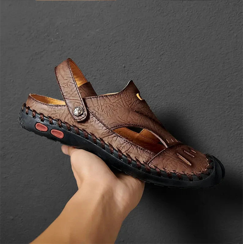 Men Soft Breathable Leather Sandals Light Outdoor Casual Slippers Summer Shoes