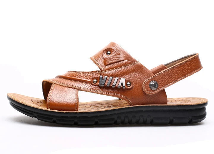 Men's slip on leather beach sport shoes comfort sandals slipper sneaker shoes