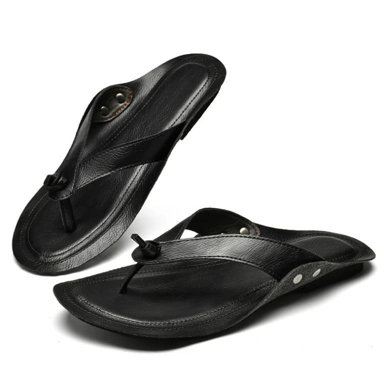 Mens Summer Flat Clip Toe Slipper Sandals Soft Fisherman Shoe Beach Pump Brown