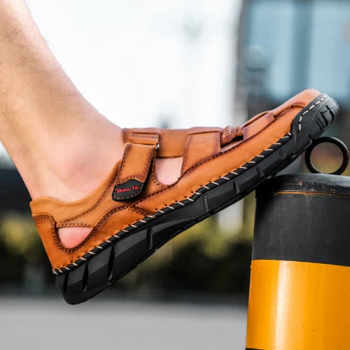 2023 Men's Sandals Leather Outdoor Shoes Cowhide Beach Shoes Slippers