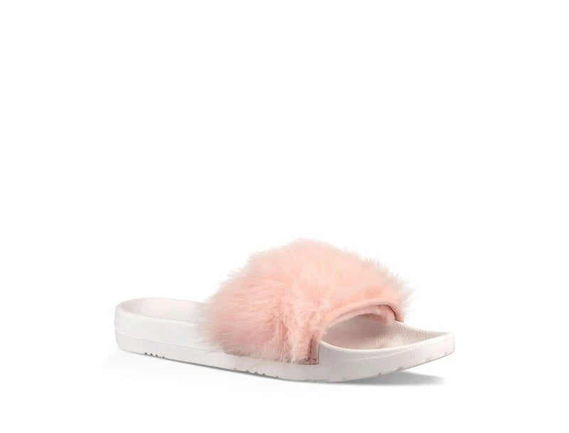 UGG Royale Baby Pink Plush Fur Slide/Slippers w/White Treadlite NEW Retail $80