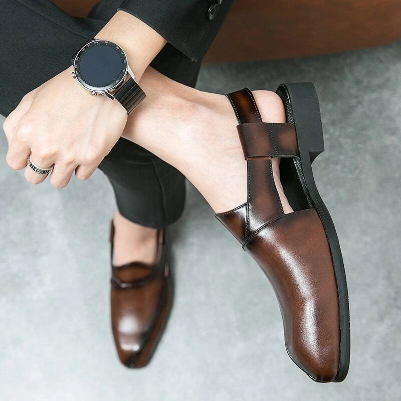 Men's Sandals Anti-collision Driving Shoes Handmade Beach Retro Sandals Slippers