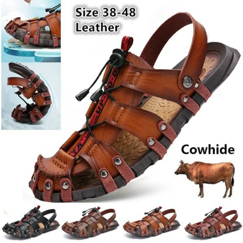 Genuine Leather Summer Sandals Men's Beach Wading Shoes Outdoor Casual Sandals