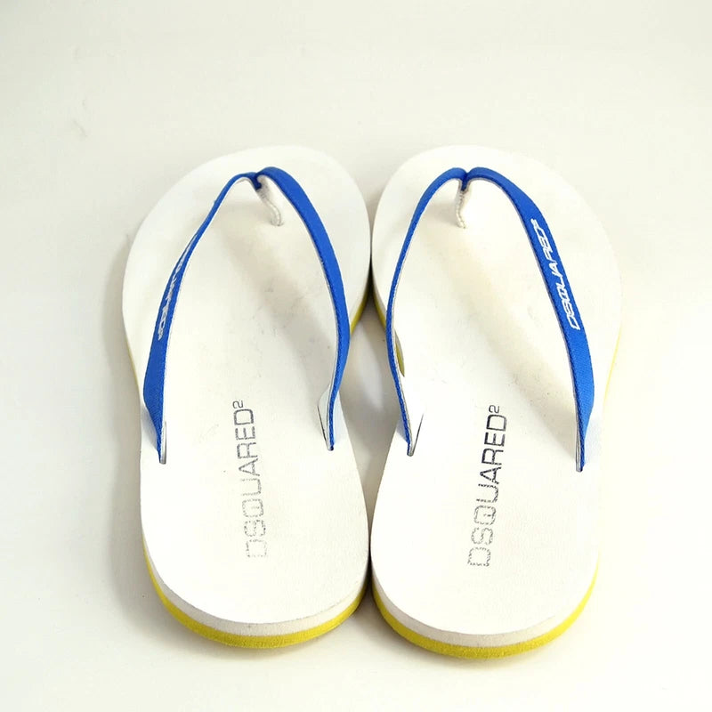Dsquared2 Thong Slides Sandals Blue Leather Mens Shoe Size US 7 EU 40