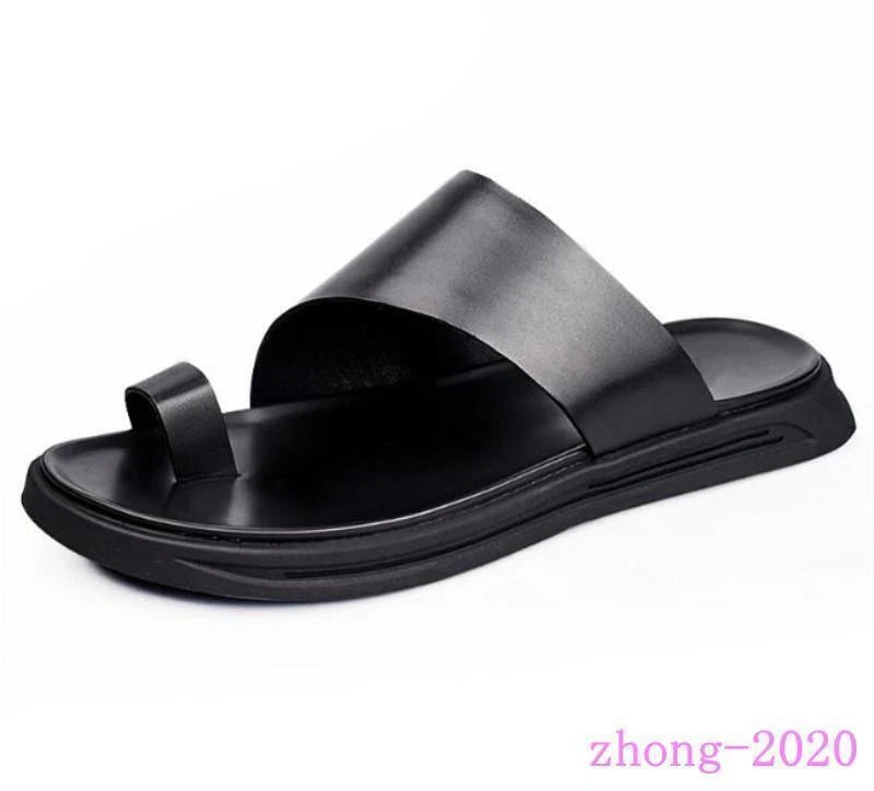 Chic Mens Summer Slides Clip Ring Toe Beach Casual Sandals Leather Flats Slipper