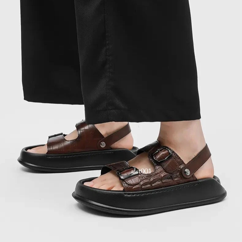 Mens Thick Soled Sandals Slipper Open Toe Outdoor Fashion Summer Slingback Beach