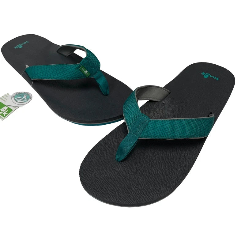 Sanuk Flip Flops Mens 14 Teal Gray Comfort Sandals Off The Grid Yoga Mat Slipper