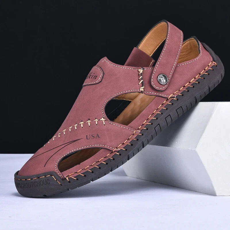 Men Casual Shoes Hollow Breathable Sandals Slip On Flats Slippers Beach Shoes