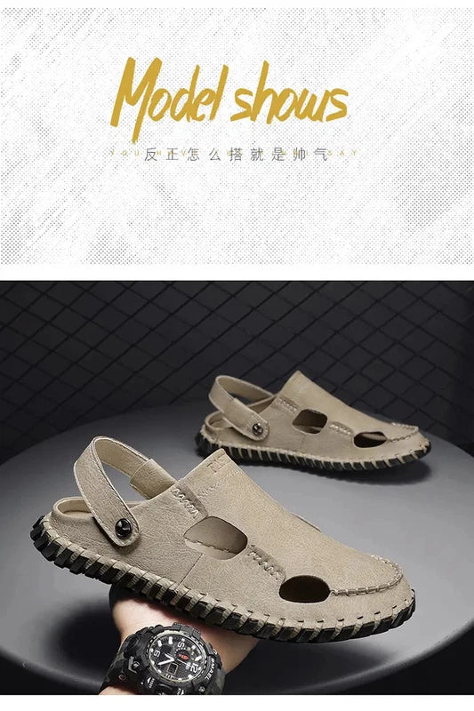 38-48 Mens Closed Round Toe Slingback Sandals Slippers Beach Holiday 2 Ways Wear