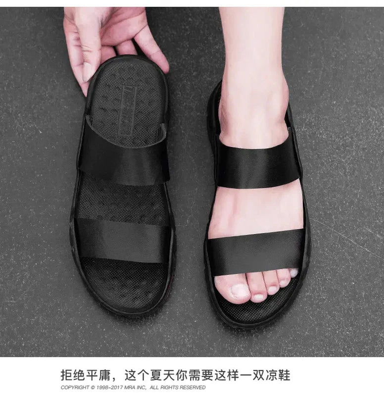 38-48 Sz Mens Open Toe Slip on Slippers Sandals Beach Holiday Summer Flats Shoes